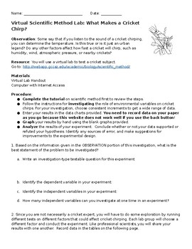 Cricket Chirping Lab An Introduction To The Science Inquiry Process Cer Rpts