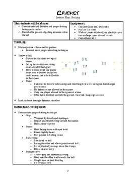 Cricket Mini-Unit Plan for Physical Education by Ms G's Teaching Ideas