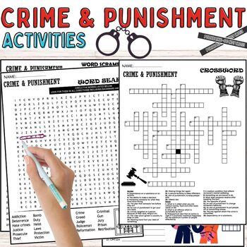 Preview of Crime & Punishment Vocabulary ACTIVITIES,Word Scramble,Crossword & Wordsearch
