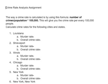 Preview of Crime Rate Analysis Assignment