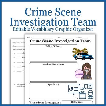 Preview of Crime Scene Investigation Team Vocabulary Graphic Organizer | Forensic Science