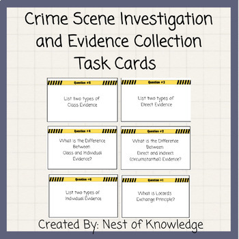 Preview of Crime Scene Investigation and Evidence Collection Task Cards