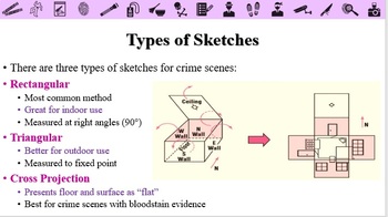 Preview of Crime Scene Processing: Sketches PPT+notes for Crim Investigations/Forensics