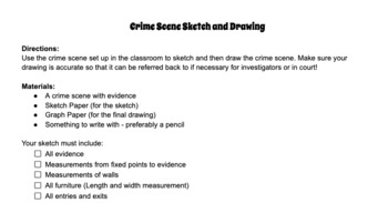 Preview of Crime Scene Sketch & Drawing Assignment with Rubric