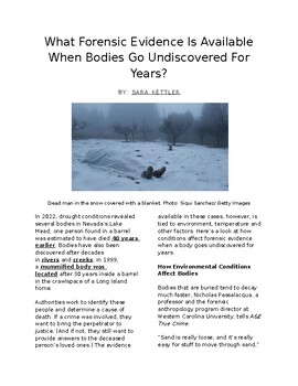 Preview of Crime and Forensics: Forensic Challenges of Bodies Undiscovered for Years