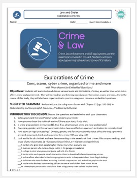 Preview of Crime and Law (B): Explorations of types of crime (Adult ESL Unit)