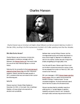 Preview of Crime and Psychology: Serial Killer Profile: Charles Manson
