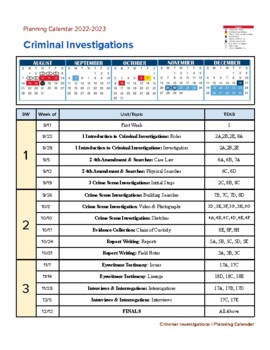 Preview of Criminal Investigations 2022-23 Year Calendar with Weekly Units