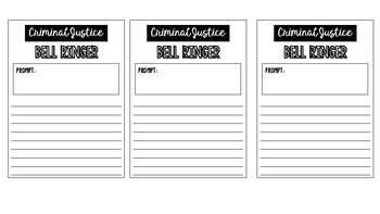 Preview of Criminal Justice Bell Ringer Blank Printable