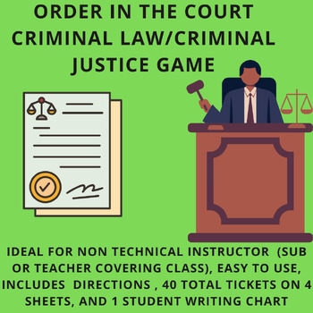 Preview of Criminal Justice Lesson Plans / Law Lessons 1-2 Day Law Lesson Plans Game Sub ok