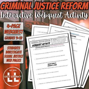 Preview of Criminal Justice Reform Interactive Webquest Activity