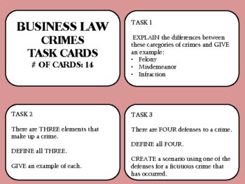 Preview of Criminal Law Task Cards