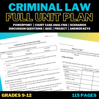 Preview of Criminal Law and the Juvenile Justice System Unit: Law-Related Education