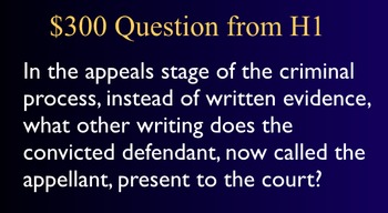 Preview of Criminal Procedure Used in Criminal Trials in Jeopardy Law Game