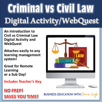 Preview of Criminal vs Civil Law Digital Activity and WebQuest for Business & Law class