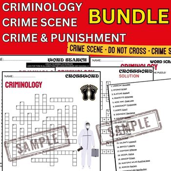 Preview of Criminology,Crime Scene,Vocabulary,Wordsearch & Crosswords BUNDLE