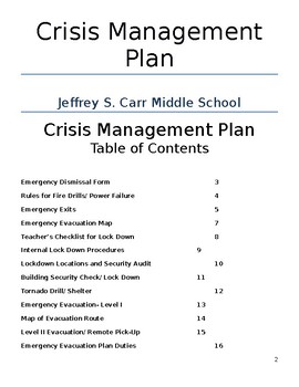 crisis management plan essay