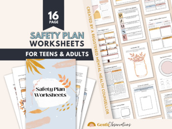 Preview of Crisis Safety Plan Worksheets for Teens & Adults, Counseling Worksheets