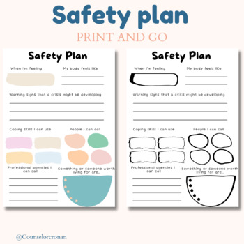 Preview of Crisis safety plan, counseling, therapy worksheets, counselor resources