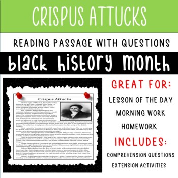 Preview of Crispus Attucks Reading Comprehension Worksheet
