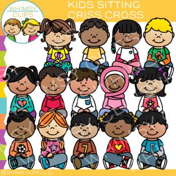 Preview of School Kids Sitting Criss Cross Clip Art