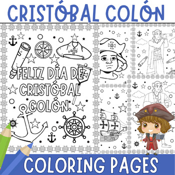 Preview of Cristóbal Colón Coloring Pages | Spanish Christopher Columbus / Día de la Raza