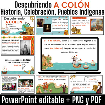 Preview of Cristobal colon: Historia, Celebración, Pueblos Indígenas - Editable Powerpoint