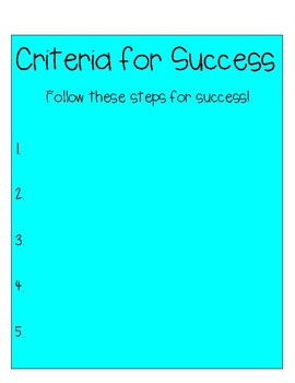 Preview of Criteria For Success Poster!