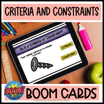 Preview of Engineering Design Process Boom Cards | Criteria and Constraints