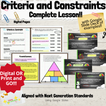 Preview of Criteria and Constraints Lesson Plan