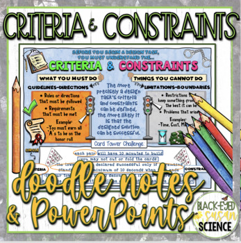 Preview of Criteria and Constraints Doodle Notes & Quiz + 2 Power Points