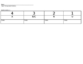 Preview of Criteria for Learning Rubrics MAFS.4.NF.1.1 (Fractions)