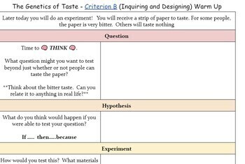 Preview of Criterion B - The Genetics of Taste