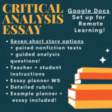 Critical Analysis Essay: Short Story + Paired Text *GOOGLE
