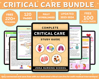 Preview of Critical Care Bundle Study Guide Note | Critical Care Nurse | Printable PDF