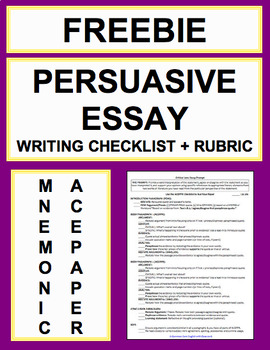 Preview of Persuasive Essay Elaboration Practice Writing Checklist Guide & Rubric FREE