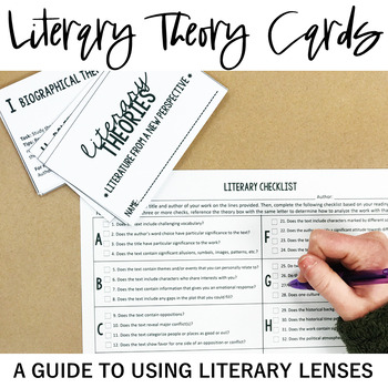 Preview of Literary Theory Cards: Literary Lenses Checklist and Cards