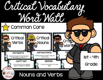 Preview of Critical Nouns & Verbs Vocabulary Word Wall  {1st-4th Grade version}