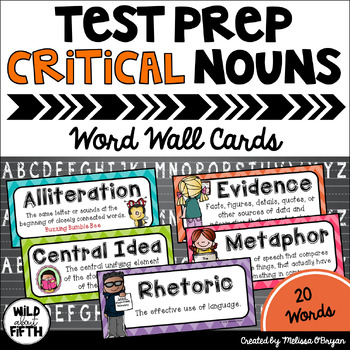 Preview of Test Prep Critical Nouns Testing Vocabulary Word Wall Cards