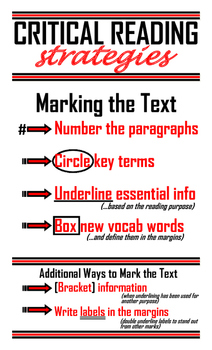 Critical Reading Strategies Poster by Miss Social Studies | TpT