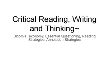 Preview of Critical Reading, Writing, and Thinking