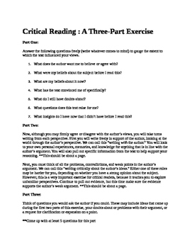 Preview of Critical Reading whole class lesson for any text