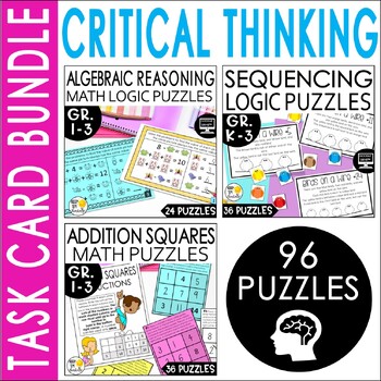 Preview of Critical Thinking Activities  Logic Puzzles, Algebraic Thinking, Math Enrichment