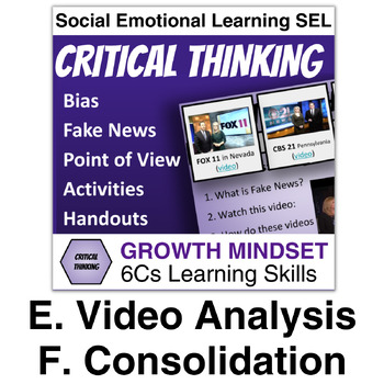 Preview of 6Cs Critical Thinking E/F: Video Analysis + Bias | Social Emotional Learning SEL