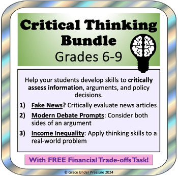 Preview of Middle School Critical Thinking Activities: Bias, Debate Ideas, Current Events