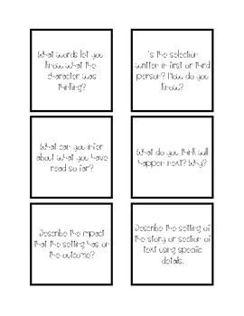 Critical Thinking Comprehension Question Cards for any story | TPT