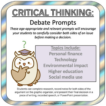 Preview of Debate Topics & Debate Graphic Organizers: Current Events and Critical Thinking