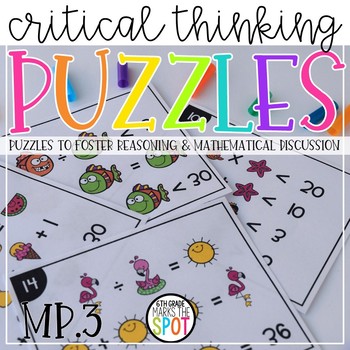 Preview of Critical Thinking Equation Brain Puzzles CCSS MP.3