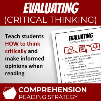 Preview of Critical Thinking / Evaluating (Reading Comprehension Strategy Lesson)