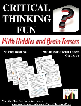 critical thinking worksheets riddles and brain teasers by